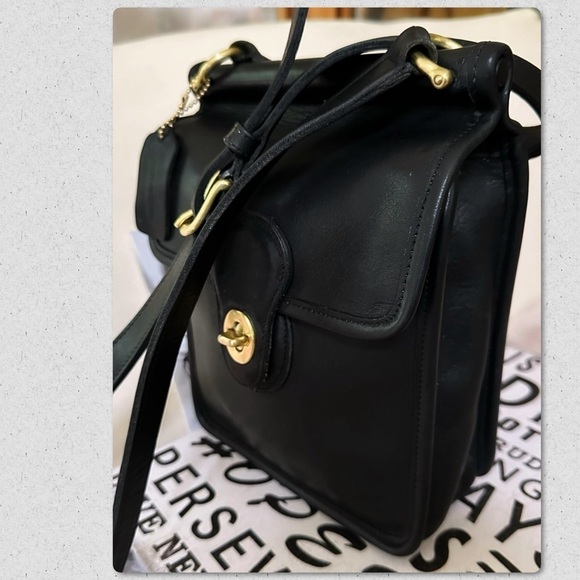 VINTAGE COACH BLACK LEATHER MURPHY BAG 9930 - Picture 6 of 17